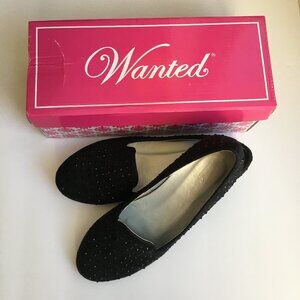 Wanted "Sizzle" Black Studded Flat Size 9 M Dress Flat Party Shoes